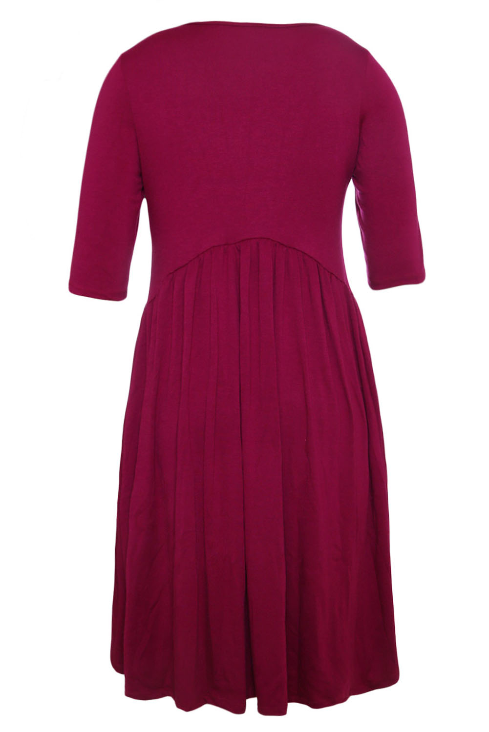 BY61653-103 Wine  Sleeve Draped Swing Dress